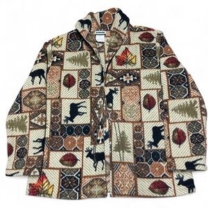 Vintage Lake Matley Tan Jacket Womens XL Cozy Fleece Cardigan Shawl 90s Y2K